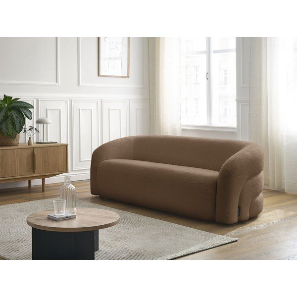 Brązowa sofa z materiału bouclé 193 cm Elina – Bobochic Paris-image-1