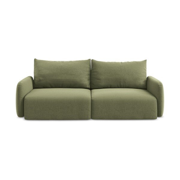 Zielona aksamitna rozkładana/ze schowkiem sofa 238 cm Kalena – Makamii