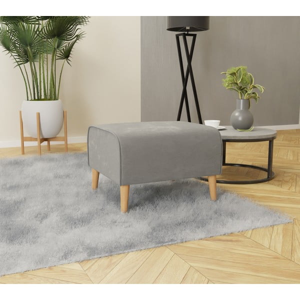 Jasnoszary aksamitny podnóżek Carole – Ropez-image-2