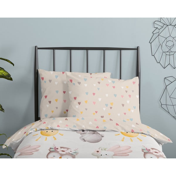 Brązowo-beżowa bawełniana pościel dziecięca do łóżeczka 100x135 cm Hugs – Good Morning-image-2
