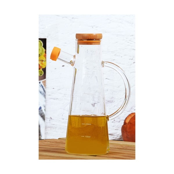Butelka szklana na olej z wieczkiem bambusowym Kutahya Ilone