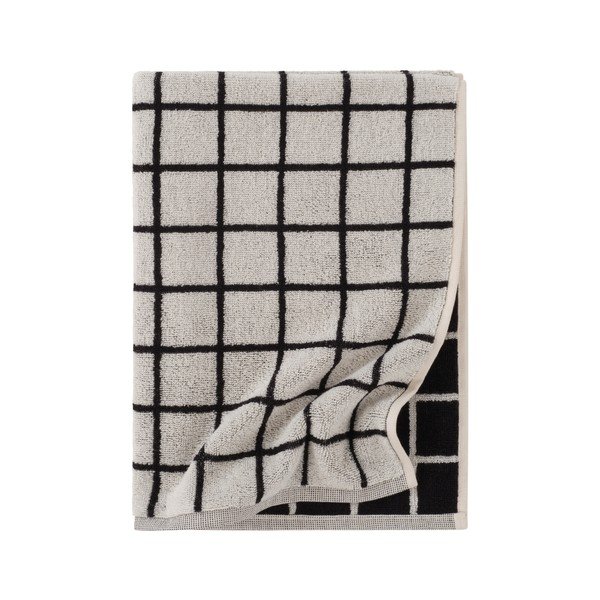 Czarny/beżowy bawełniany ręcznik 50x70 cm Grid – Jotex