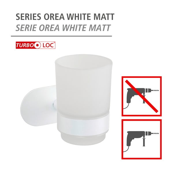 Biały samoprzylepny szklany kubek na szczoteczki do zębów Orea – Wenko-image-4