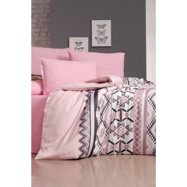 Pościel jednoosobowa z prześcieradłem Mila Home Klim Pink, 160x220 cm