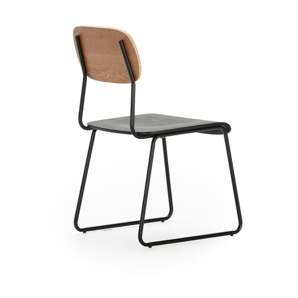 Czarno-naturalne krzesła w dekorze jesionu zestaw 2 szt. Aira – Marckeric-image-4