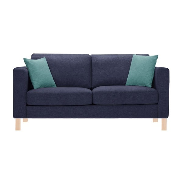 Granatowa sofa z 2 jasnoniebieskimi poduszkami Stella Cadente Canoa
