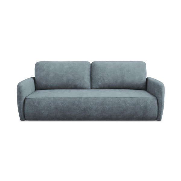 Szaroniebieska rozkładana sofa z tkaniny szenilowej ze schowkiem 218 cm Lilo – Makamii