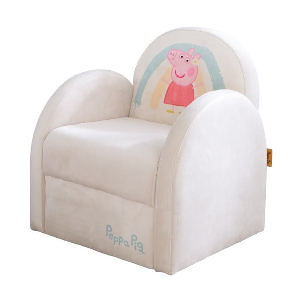 Biały aksamitny fotel dziecięcy Peppa Pig – Roba
