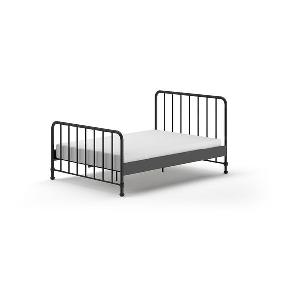 Czarne metalowe łóżko ze stelażem 140x200 cm BRONXX – Vipack