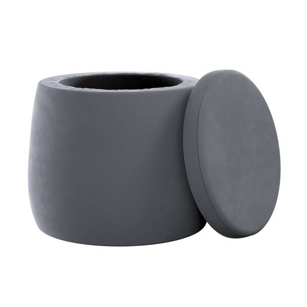 Szary aksamitny puf dziecięcy Posh Velvet – Yellow Tipi-image-1