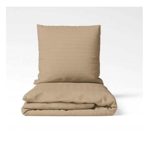 Beżowa pościel jednoosobowa z satyny bawełnianej 140x200 cm Lilyum – Mijolnir-image-3