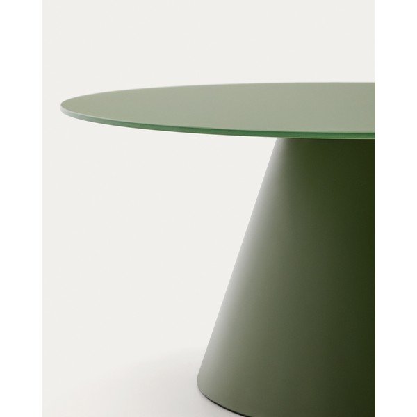 Zielony okrągły stolik ze szklanym blatem ø 80 cm Wilshire – Kave Home-image-2