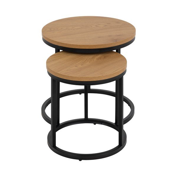 Okrągłe stoliki z blatem w dekorze dębu zestaw 2 szt. ø 45 cm Spiro – Actona-image-3