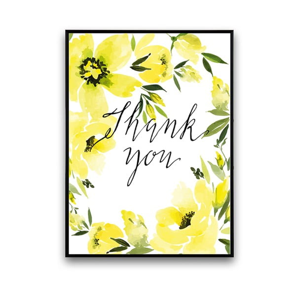 Plakat z żółtymi kwiatami Thank You, 30 x 40 cm