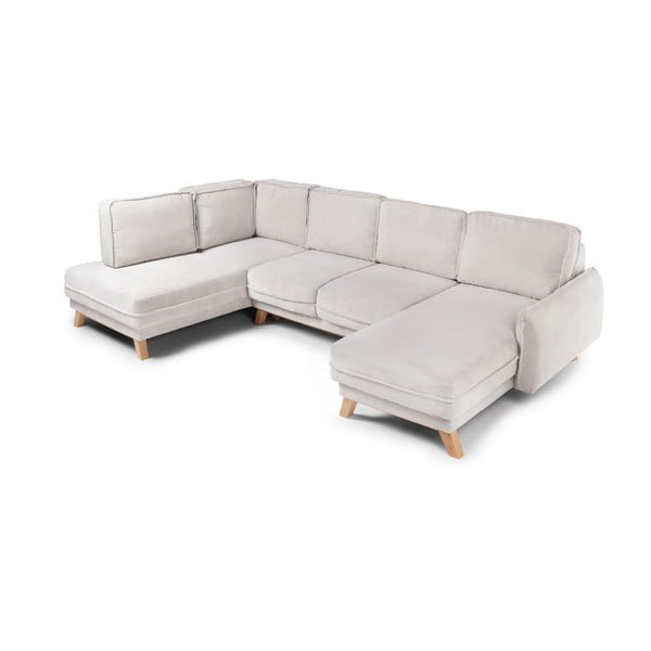 Beżowy sztruksowy rozkładany narożnik (lewostronny/w kształcie litery U) Tori – Bonami Selection-image-2