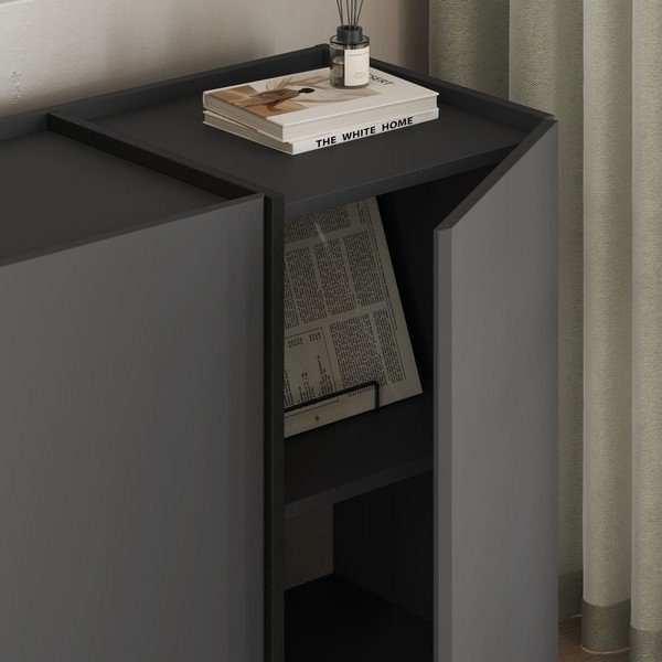 Antracytowa komoda z otworem na kable 180x80x45 cm Dorma – Kalune Design-image-3