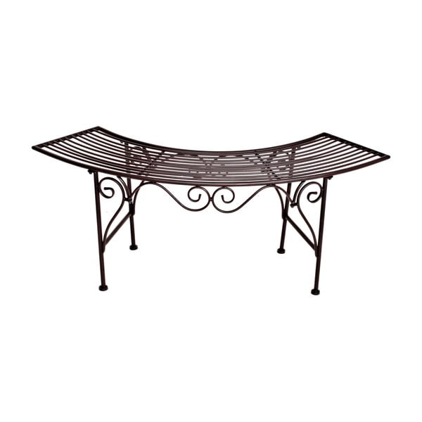 Czarno-ciemnobrązowa metalowa ławka ogrodowa Fuego – Garden Pleasure