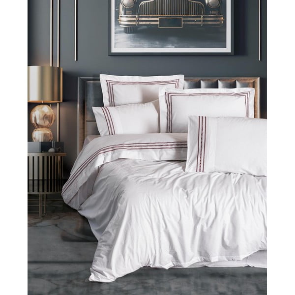 Biała pościel jednoosobowa z bawełny renforcé 140x200 cm Red Heritage Lines – Mila Home Luxury