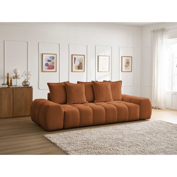 Sofa z tkaniny szenilowej w kolorze terakoty 278 cm Everest – Bobochic Paris-image-1