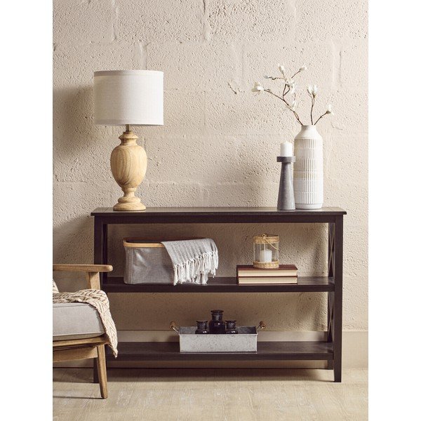 Czarny regał z litego drewna sosnowego 120x81x40 cm Heritage – Premier Housewares-image-1