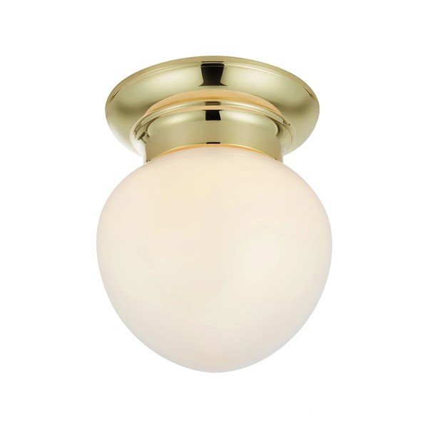 Lampa sufitowa w biało-mosiężnym kolorze ze szklanym kloszem Ronda – Markslöjd