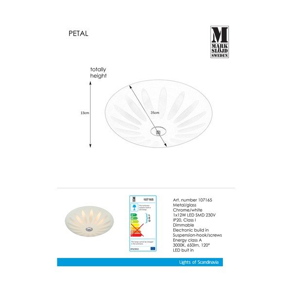 Biała lampa sufitowa LED Markslöjd Petal, ø 35 cm-image-1