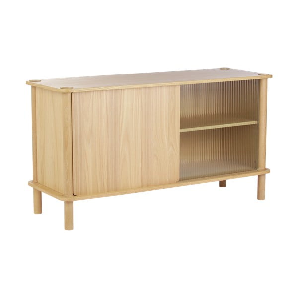 Witryna z litego drewna dębowego z drzwiami przesuwnymi w naturalnym kolorze 135x73,5x48 cm Italic – UMAGE-image-4