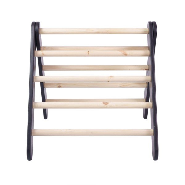 Czarna drabinka pikler z litego drewna sosnowego 46x87x60 cm Montessori – Meowbaby-image-4