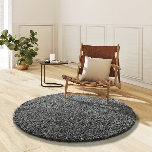 Antracytowy okrągły dywan ø 130 cm Norge – Universal-image-1