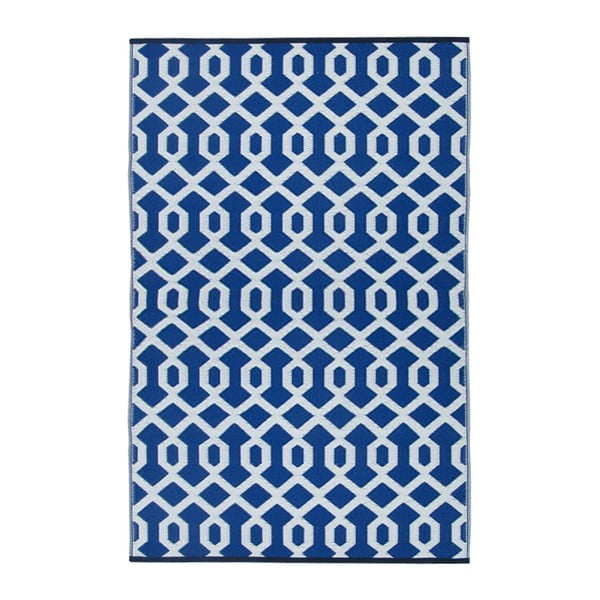 Niebiesko-biały dwustronny dywan na zewnątrz Green Decore Valencia, 90x150 cm