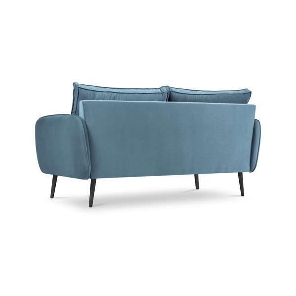 Jasnoniebieska aksamitna sofa z czarnymi nogami Kooko Home Lento, 158 cm-image-3