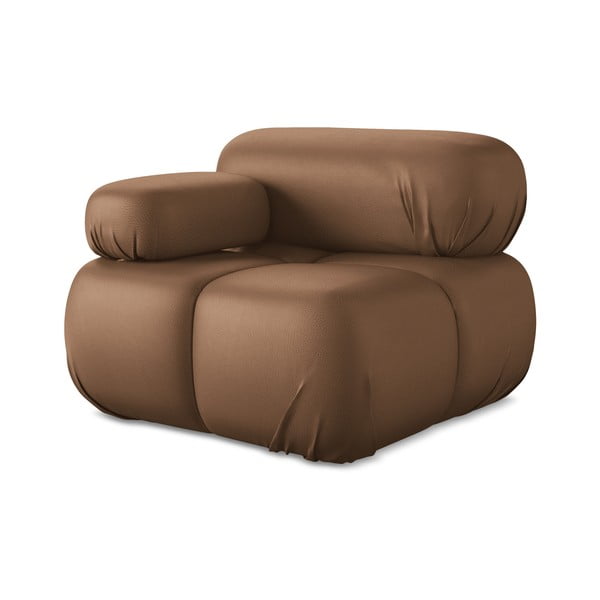 Brązowy moduł sofy z imitacji skóry (lewostronny) Lokua – Makamii-image-2