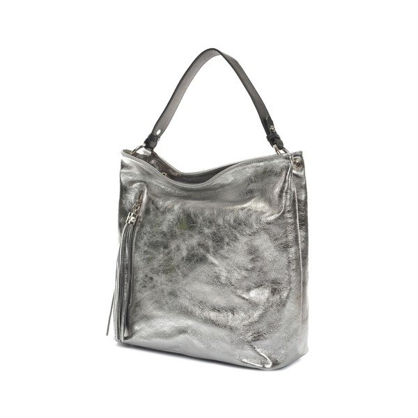 Torebka skórzana w srebrnej barwie Mangotti Bags Studo-image-4