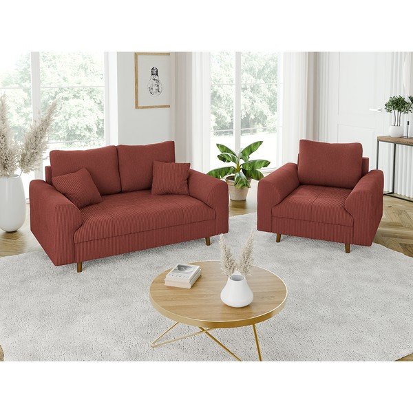 Ceglasta sztruksowa sofa 150 cm Ariella – Ropez-image-4
