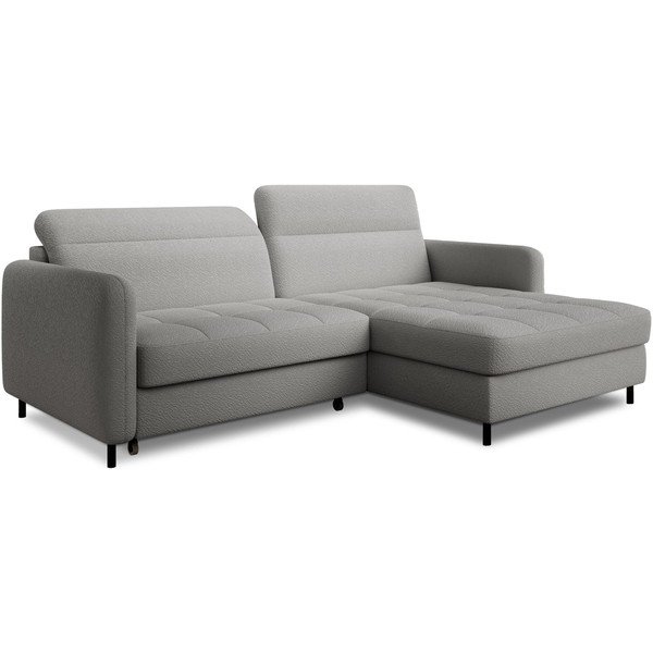 Szary rozkładany/ze schowkiem narożnik z materiału bouclé (prawostronny/z szezlongiem) Gomsi – ELTAP-image-2