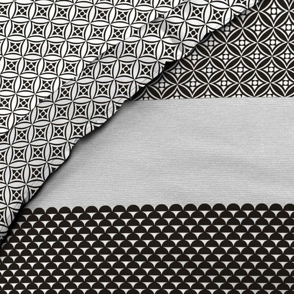 Czarno-biała bawełniana pościel dwuosobowa z prześcieradłem/6-częściowa 240x220 cm Meiko – douceur d'intérieur-image-2