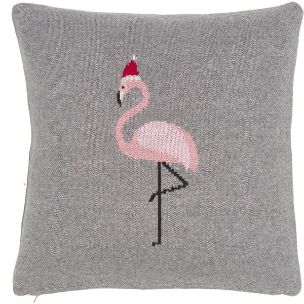 Szara bawełniana dekoracyjna poszewka na poduszkę Westwing Collection Flamingo, 40x40 cm