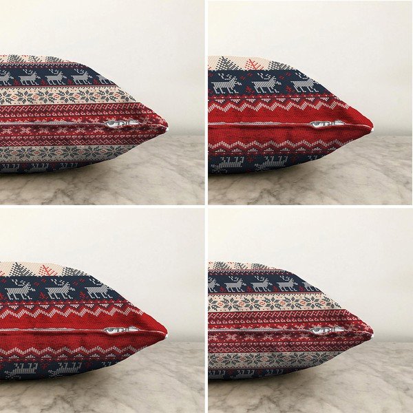 Zestaw 4 świątecznych szenilowych poszewek na poduszki Minimalist Cushion Covers Blue Nordic, 55x55 cm-image-1