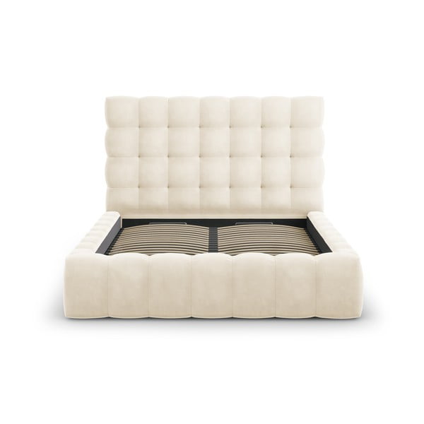 Beżowe tapicerowane łóżko dwuosobowe ze schowkiem i stelażem 160x200 cm Bali – Cosmopolitan Design-image-2
