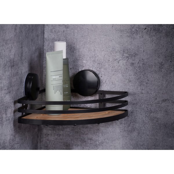 Czarna narożna półka łazienkowa Wenko Alba-image-1