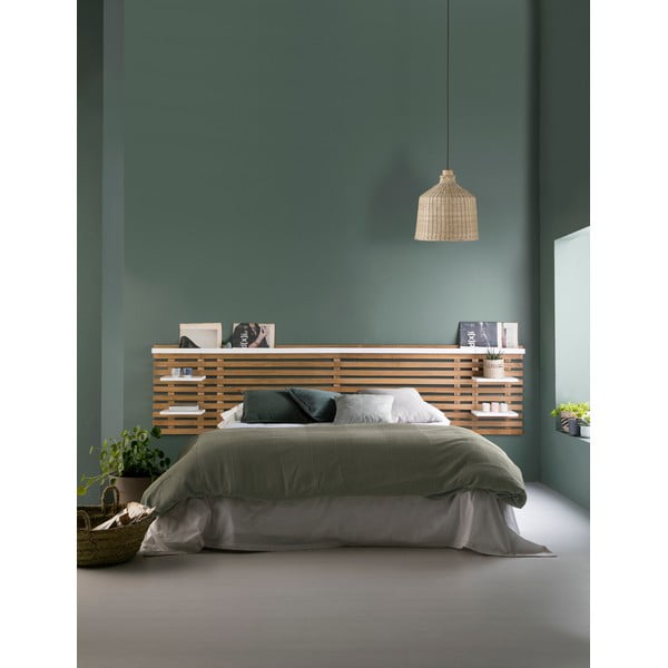 Zagłówek z drewna sosnowego z białymi elementami 240x62 cm Nidra – Marckeric-image-1