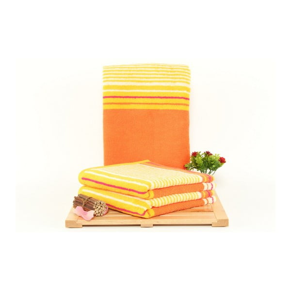 Zestaw 3 żółto-pomarańczowych ręczników Mira Sunny, 50x100 cm