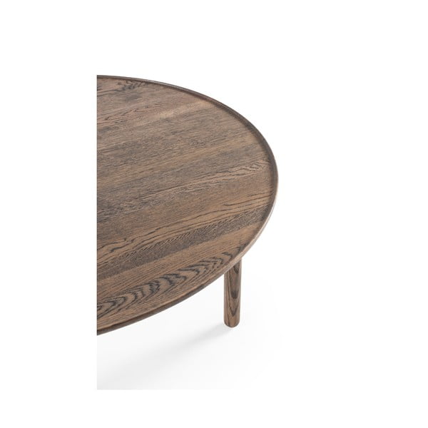 Brązowy okrągły stolik z litego drewna dębowego ø 100 cm Mu – Gazzda-image-2