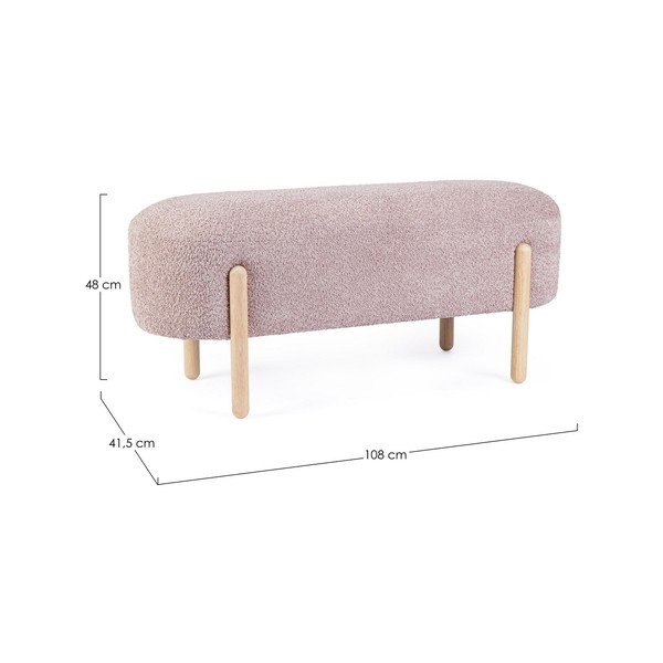 Różowa tapicerowana ławka z materiału bouclé Dayla – Bizzotto-image-4