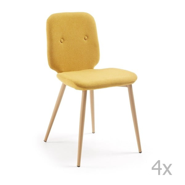 Zestaw 4 żółtych krzeseł La Forma Stem