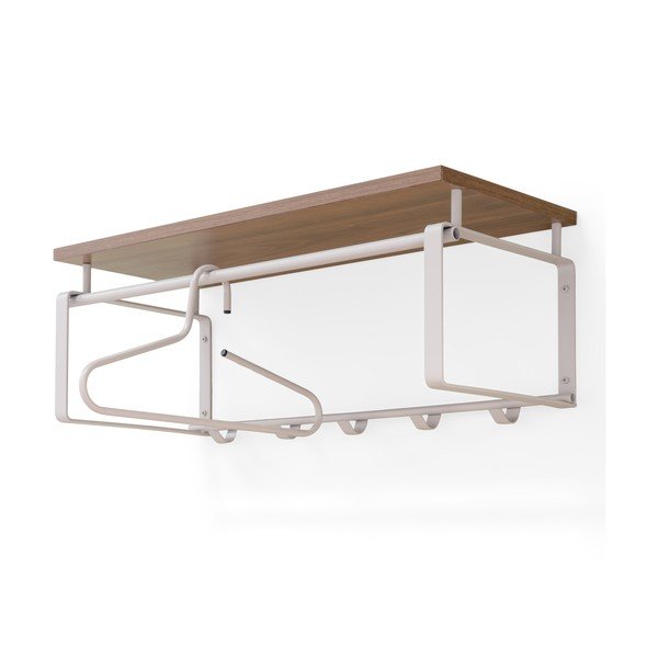Stalowy wieszak ścienny w naturalnym kolorze/szarobrązowy z półką 70 cm Rex – Spinder Design