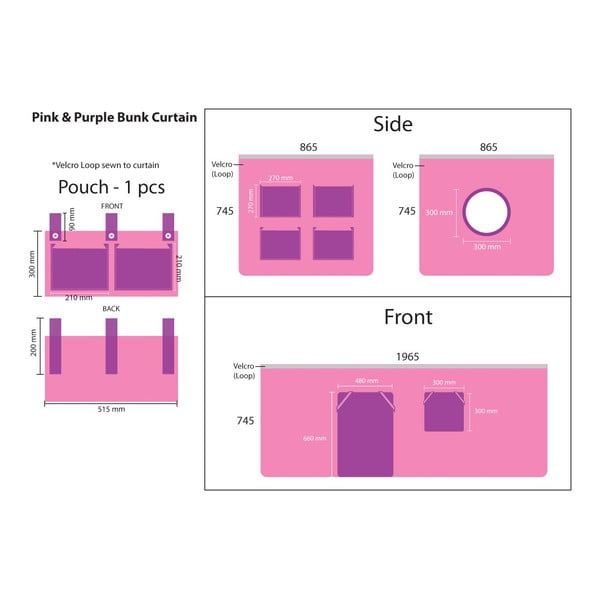 Zasłona dziecięca do łóżka 3 szt. 195x75 cm Bella – Vipack-image-3