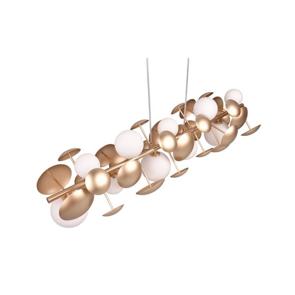 Lampa wisząca w biało-złotym kolorze ze szklanym kloszem Bubble – Trio Select-image-4