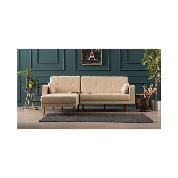 Kremowa sofa rozkładana Dublin, lewostronny-image-1
