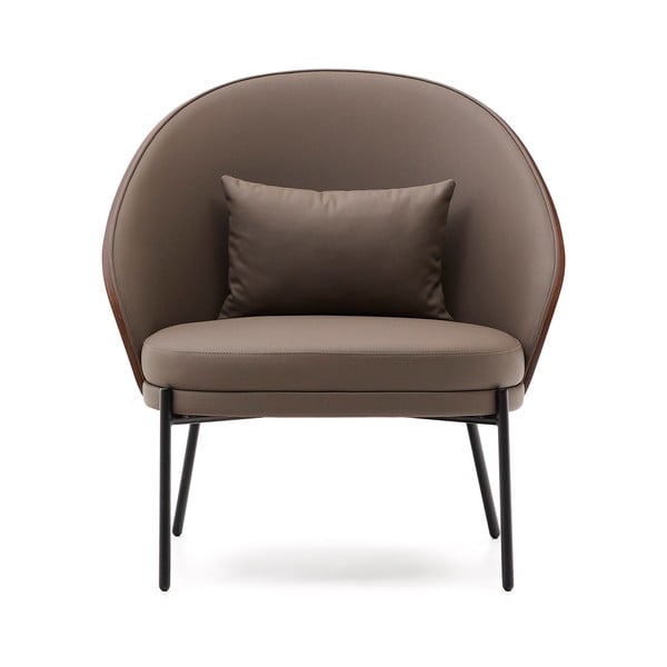 Brązowy fotel z imitacji skóry Eamy – Kave Home